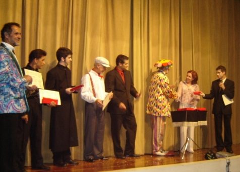 Os homenageados lado a lado no palco