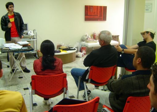 Daniel Fazzio durante sua mini-confer�ncia
