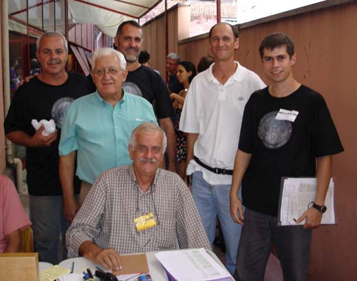 Celso Gon�alves, Fl�rius, Gustini, Mr. Ayres e Fabian Rodrigues com Enio Finochi na recep��o do Mercado M�gico